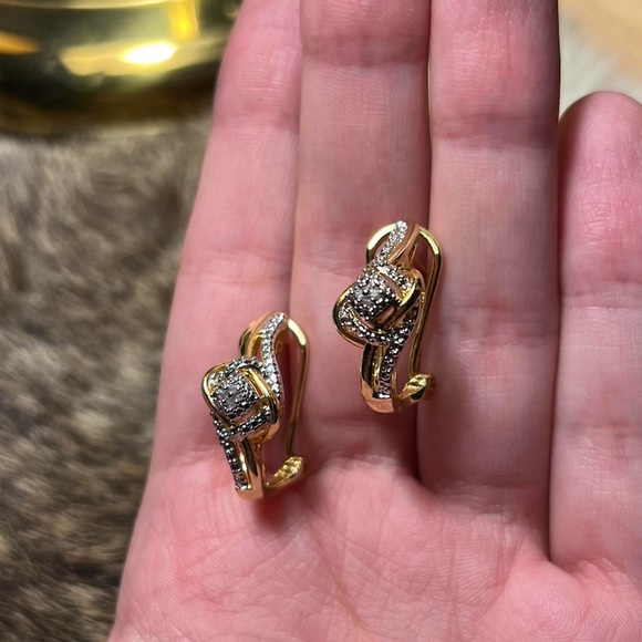 Jewelry Vintage Gold Plated Diamond Hoop Earrings Poshmark